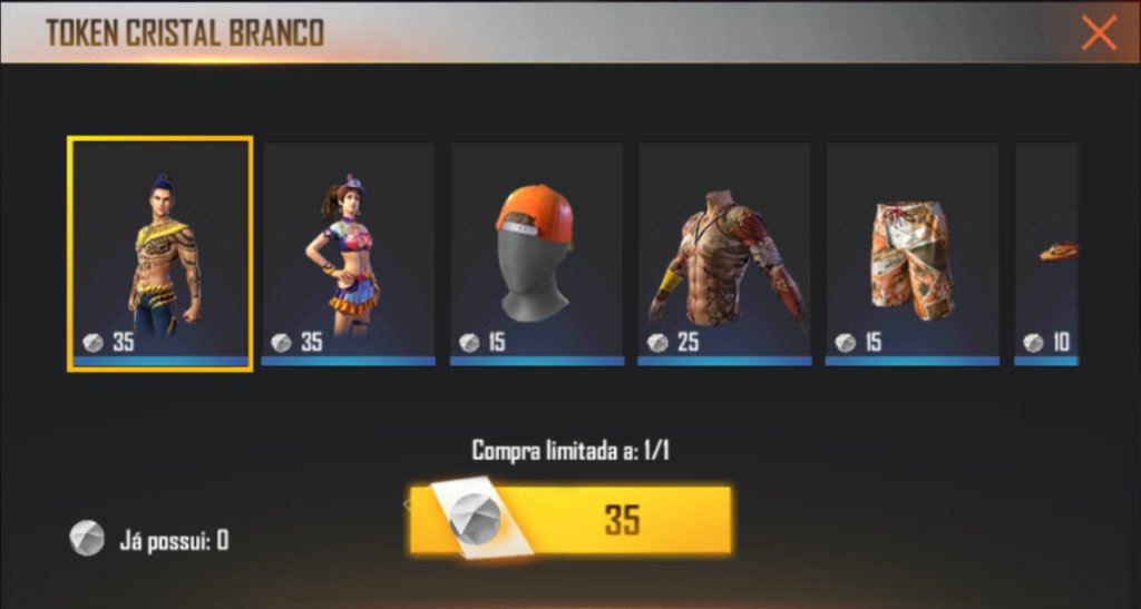 Free Fire: como conseguir token cristal branco e trocar por skins