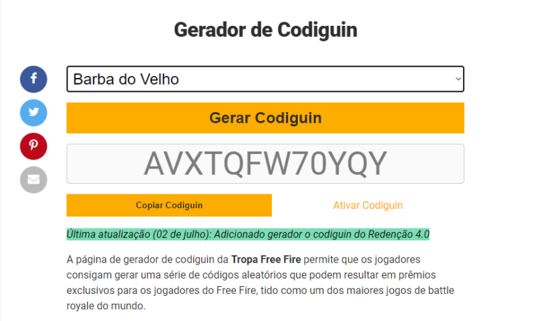 Os melhores códigos do Free Fire 2022: Codiguin infinito, Angelical,  barbinha e mais - Free Fire Club