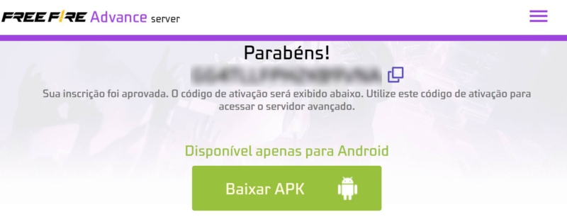 Como pegar Código de Ativação do Servidor Avançado do Free Fire