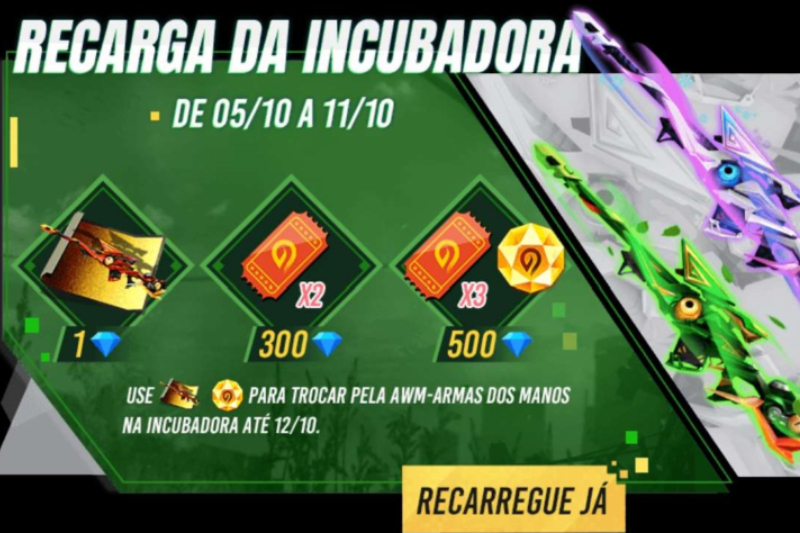 Free Fire: evento de recarga dá itens para Incubadora Tropas