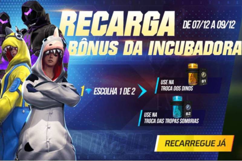 Free Fire: evento de recarga dá itens para Incubadora Tropas