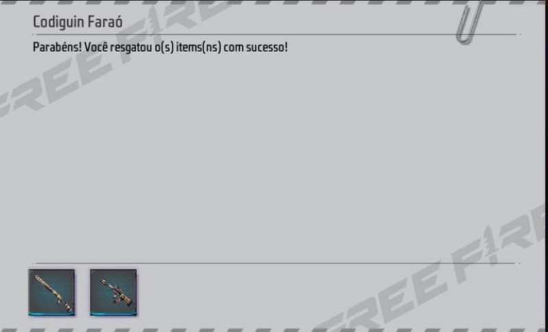 Codiguin M1014 e GROZA Faraó; veja como resgatar no Rewards - Tropa Free  Fire
